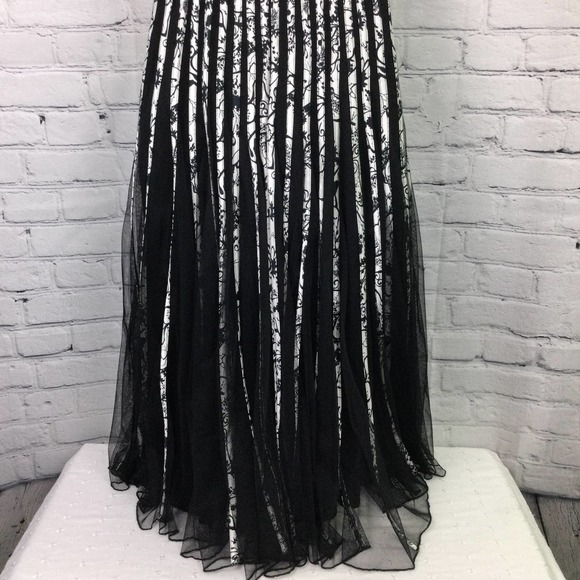 JS Collections Women's Floral Patterned Accordion Draped Black Midi Dress 8 - Picture 14 of 15